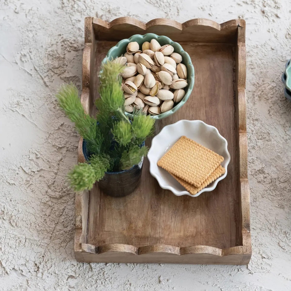 Mango Wood Scalloped Tray 1