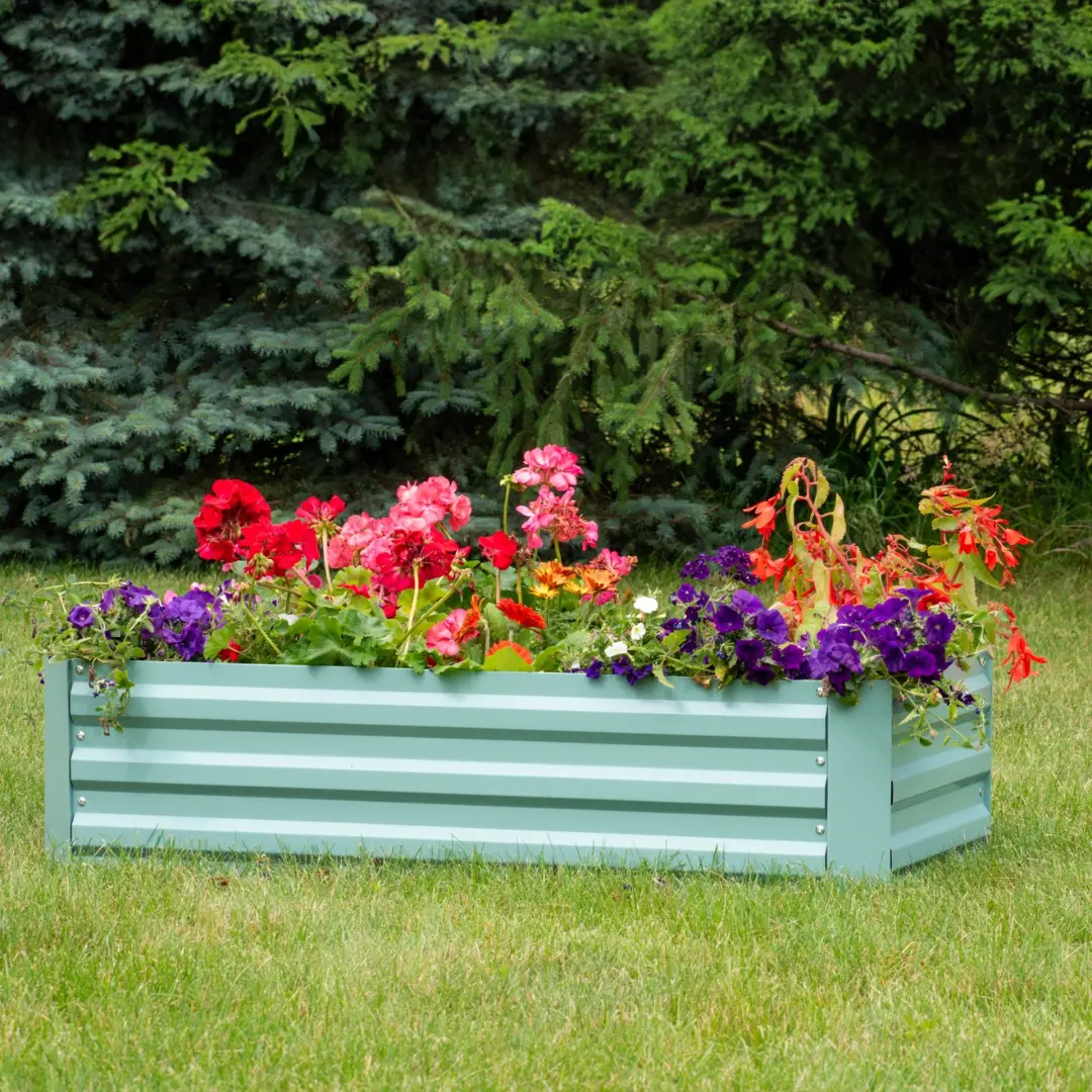 Rectangle Steel Raised Planter Bed - 4' X 2' - Green 1