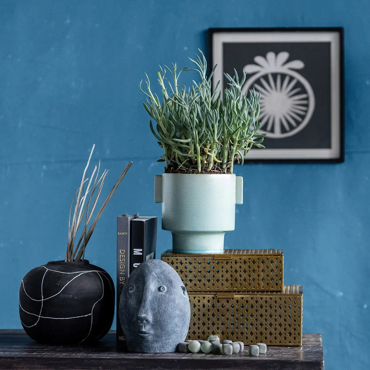 6" Stoneware Planter With Glaze, Matte Aqua 1
