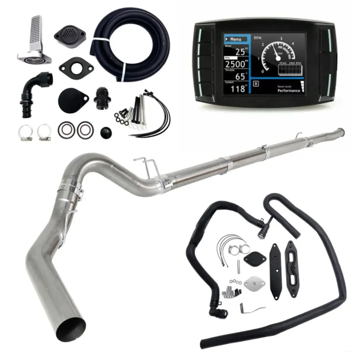 5" Dpf Pipe Egr Def Ccv Delete & Dpf Tuner All In One For 6.7L Powerstroke 2011-2019 Ford F250 F350 (No Muffler) 1