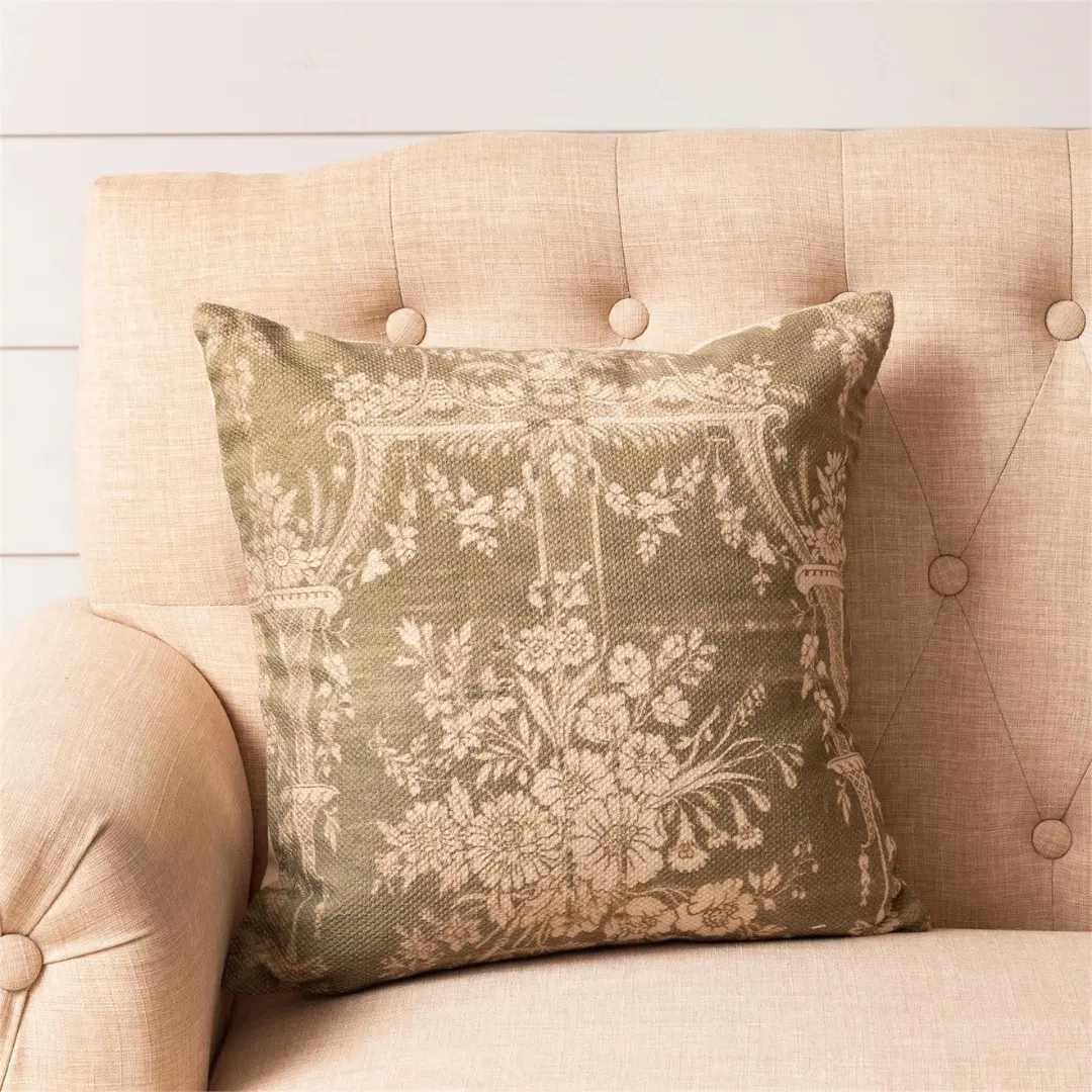 16" French Country Pillow, Sage 1