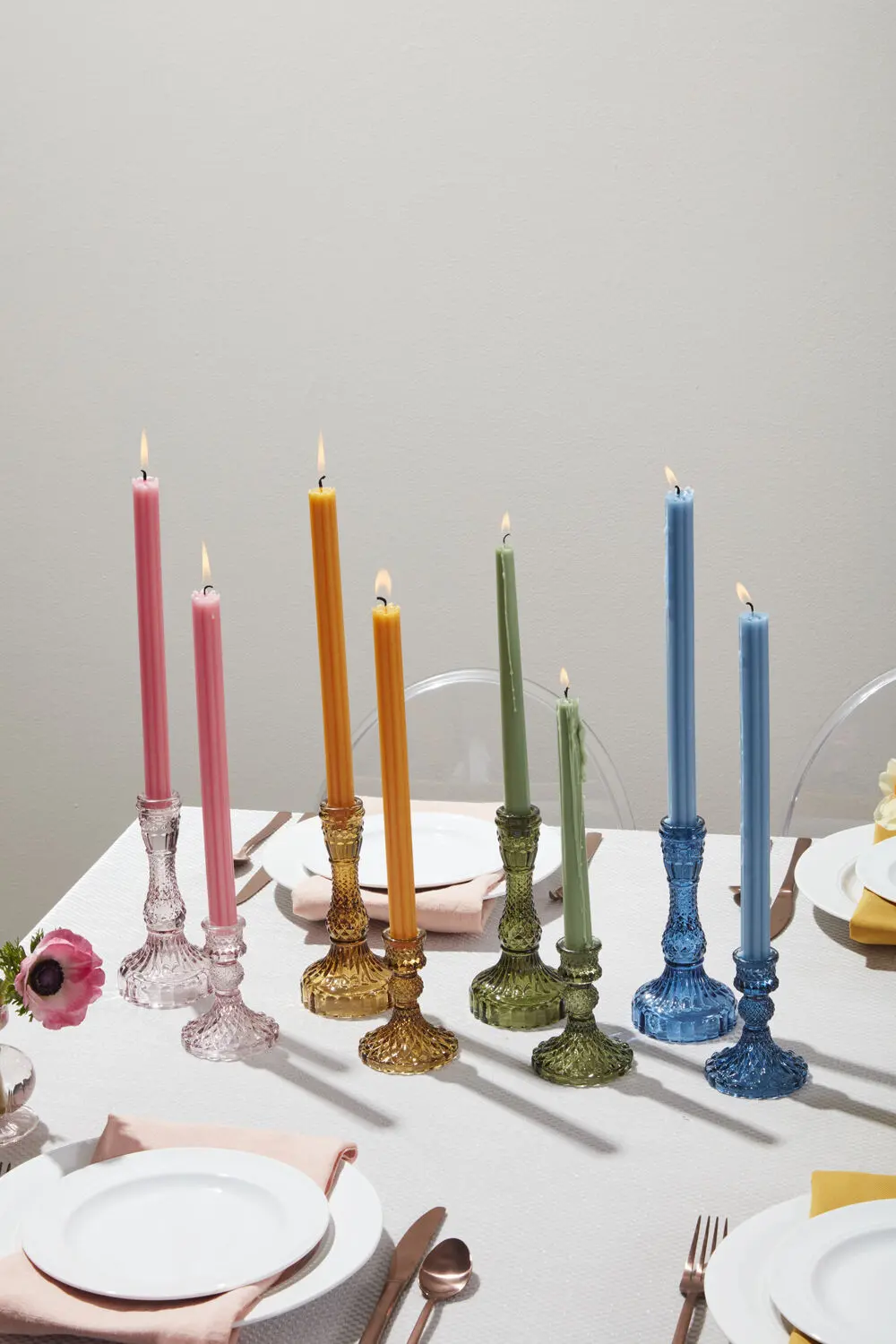 Gillian Glass Candlestick Holder, Green, Small 1