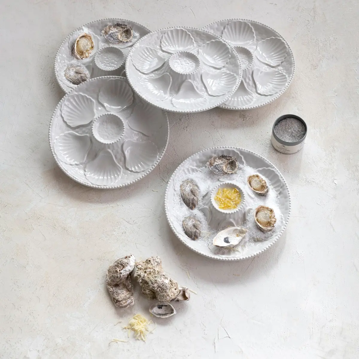Stoneware Oyster Plate, Matte White 1