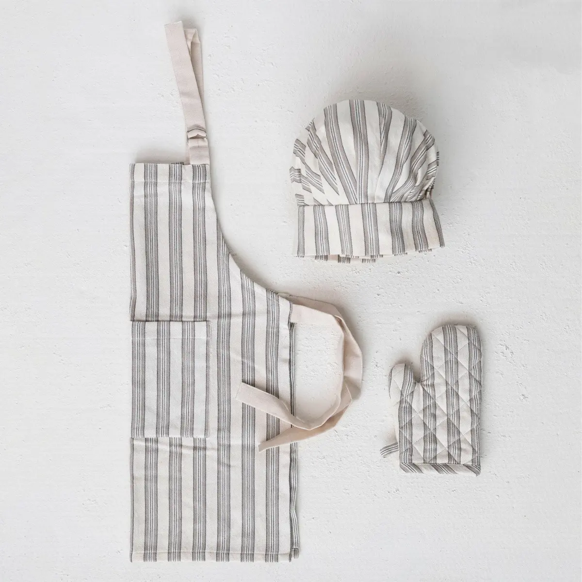 Striped Cotton Child Apron Set 1