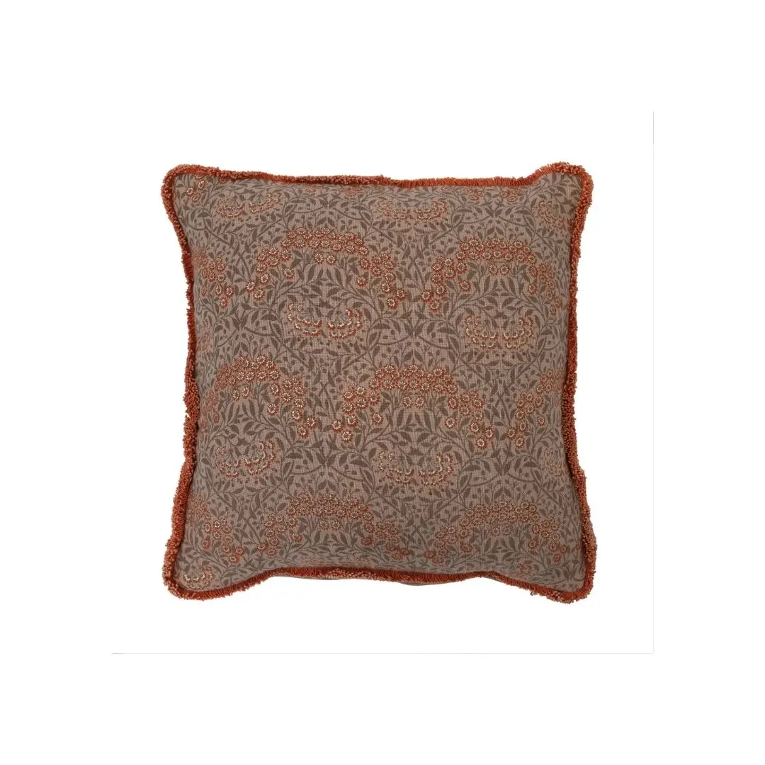 16" Cotton Pillow W/ Metallic Printed Floral Pattern 1