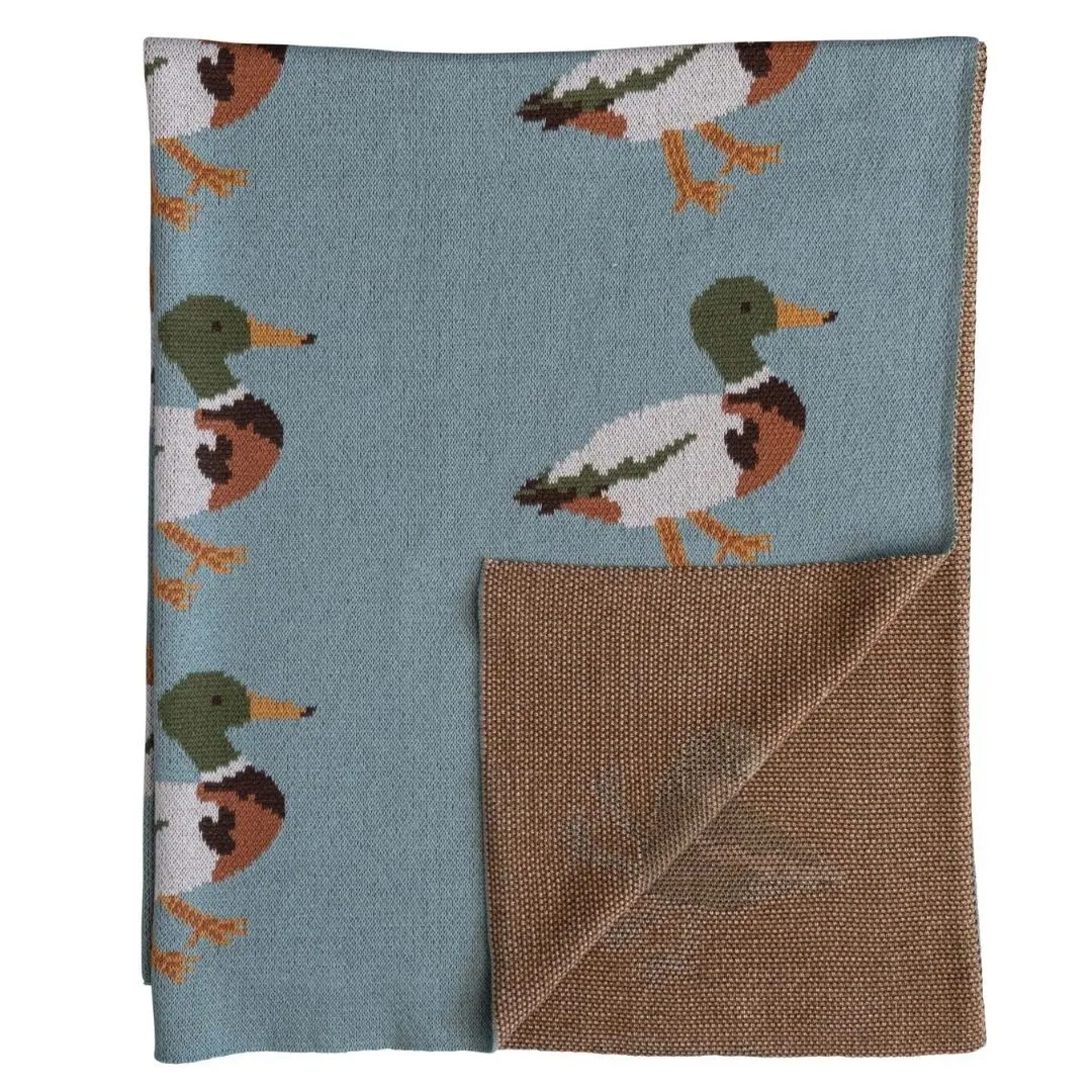 Cotton Knit Baby Blanket W/ Ducks 1