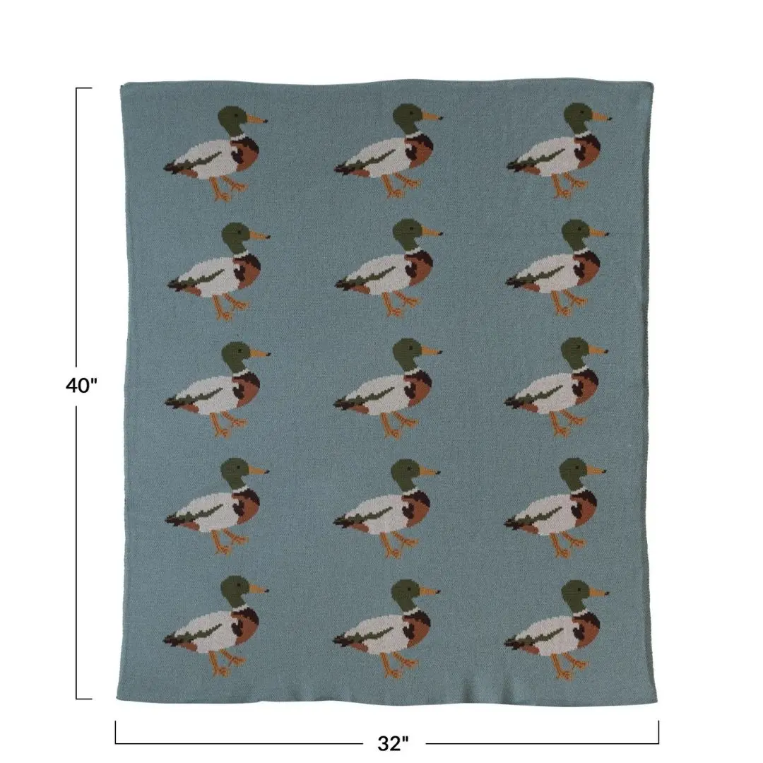 Cotton Knit Baby Blanket W/ Ducks 2