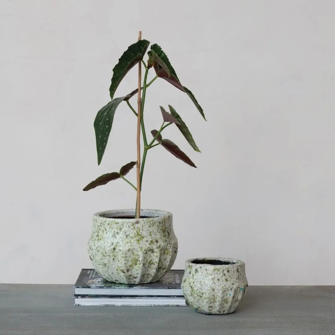 Terra-Cotta Planter, Crackle Glaze, Terrazzo (Holds 8" Pot) 1