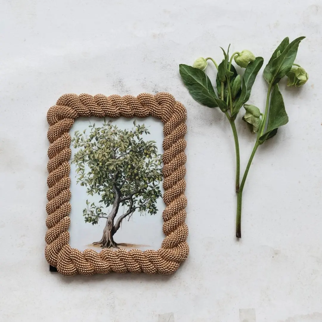 7"W X 9"H Resin Rope Photo Frame, Gold Finish (Holds 5" X 7" 1