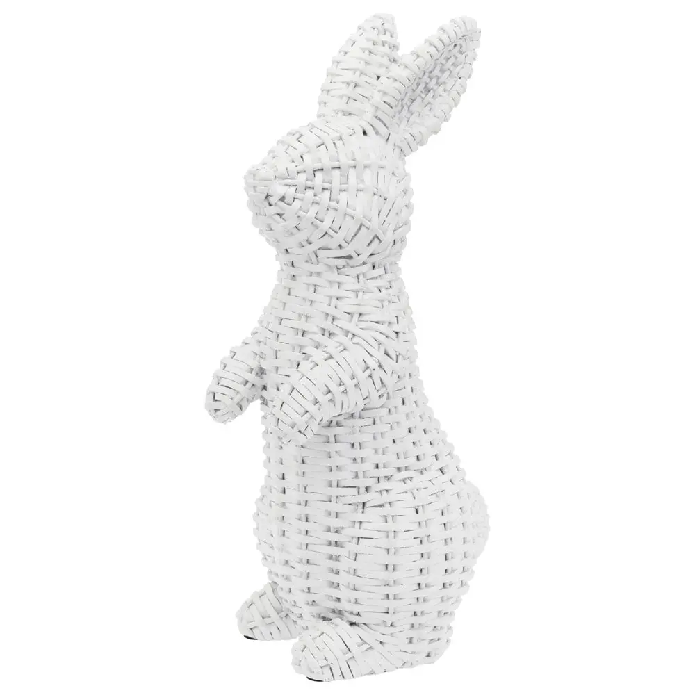 10" White Wicker Resin Standing Bunny 1