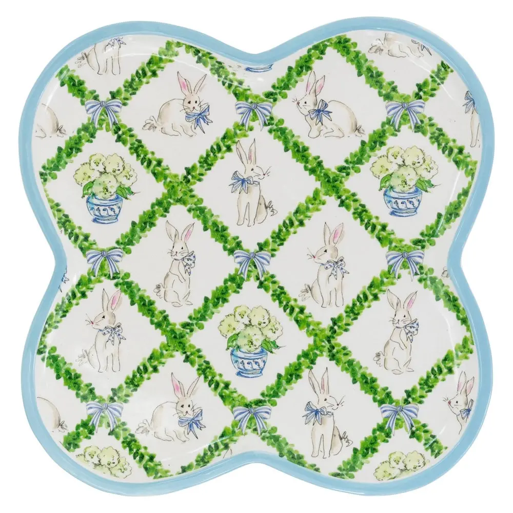 12.25" Boxwood Trellis Ceramic Platter 1