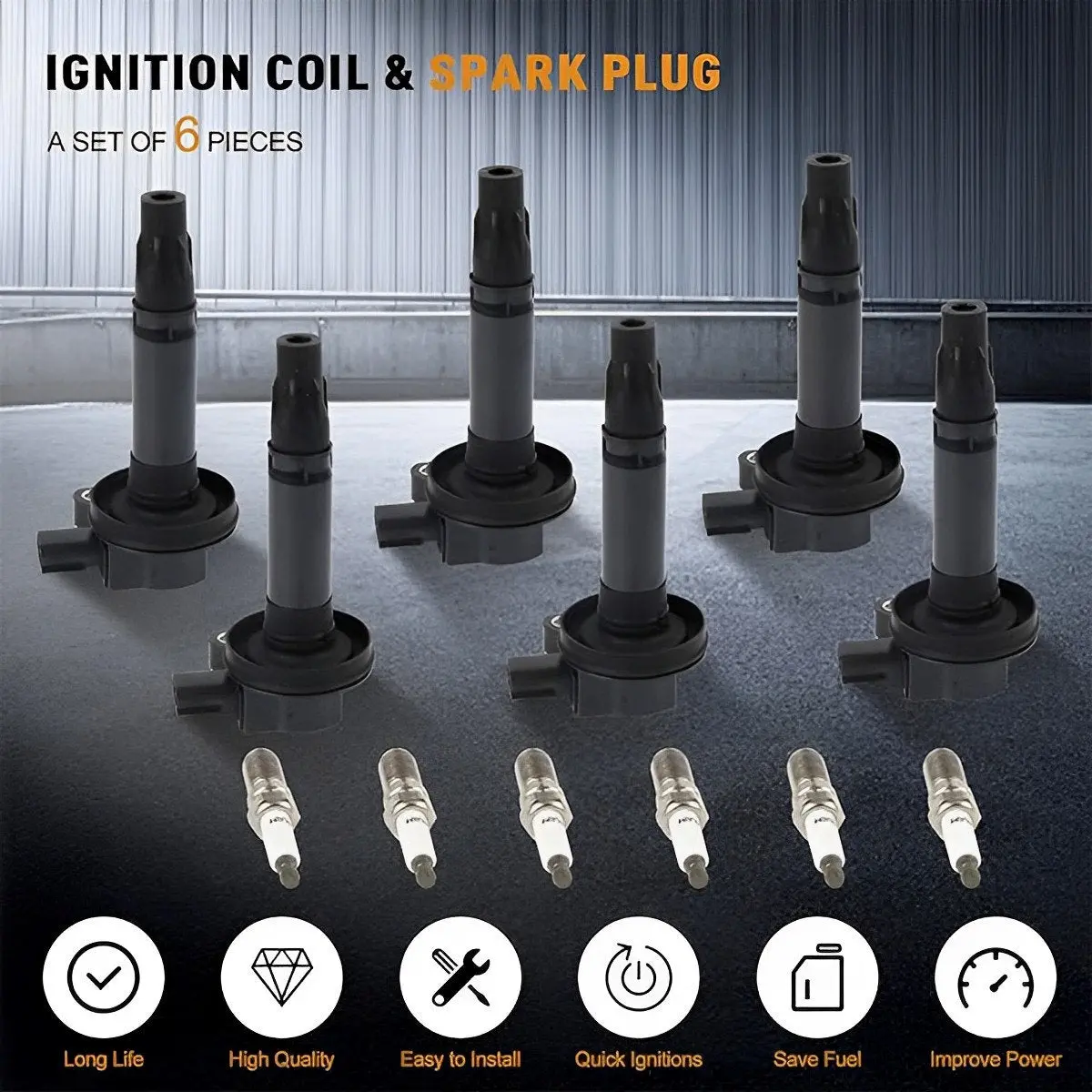 Daysyore 6Pcs Ignition Coils + 6Pcs Iridium Spark Plugs For Ford Lincoln 3.7L 3.5L V6 Uf553 2