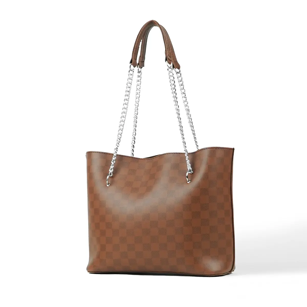 Verona Tote Bag Brown (Checkered) 1