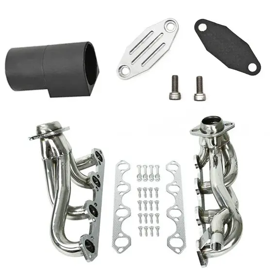 Seguler 1987-1996 Ford F150 F250 Bronco V8 Exhaust Header Manifold & Simulator Eliminator/Block Off Plate Egr Valve Delete Kit 1