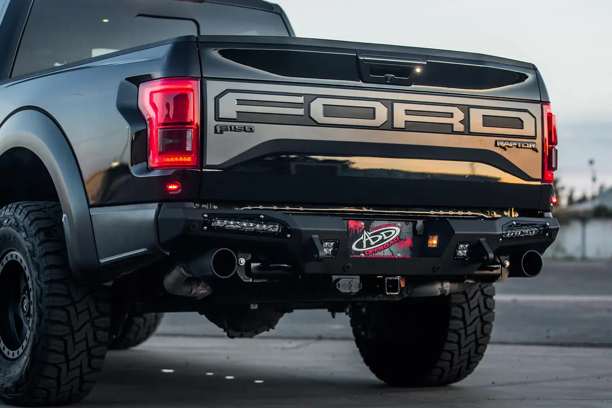 Addictive Desert Designs 2017-2020 Ford Raptor Honeybadger Rear Bumper (10" Lights) - R117321430103 1