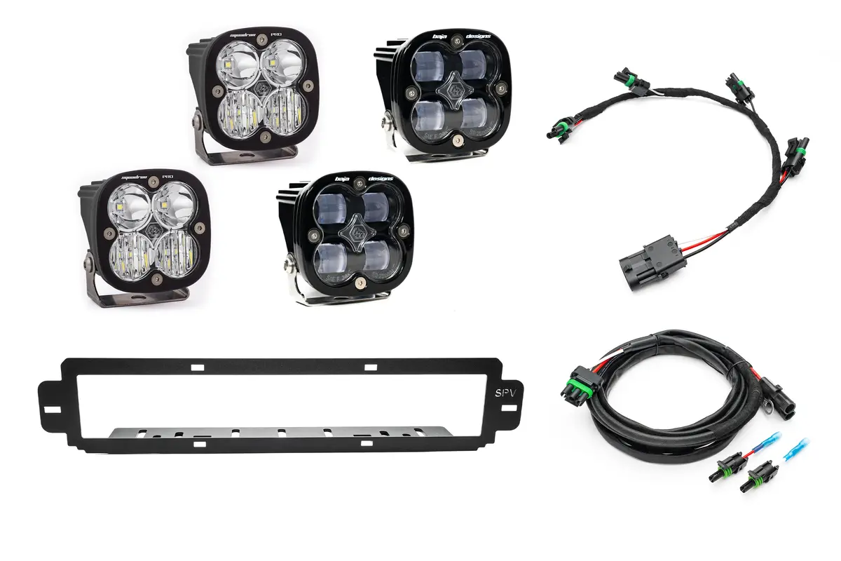 New Spv Parts 2021-2026 Ford F-150 Raptor Bumper Grille Baja Designs Squadron Light Kit (Works With Both Bumpers) 7