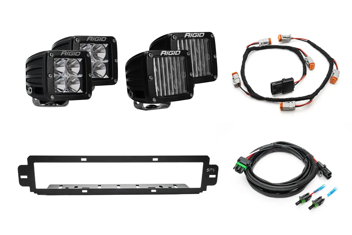 New Spv Parts 2021-2026 Ford F-150 Raptor Bumper Grille Rigid D-Series Pro Light Kit (Works With Both Bumpers) 3