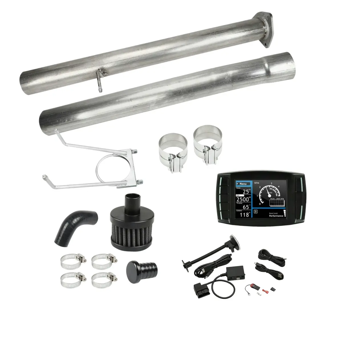 Cat Dpf Delete Pipe & Mini Maxx Tuner V2 Ccv Reroute Kit For 2010-2017 6.7L Cummins Dodge Ram 2500/3500 1