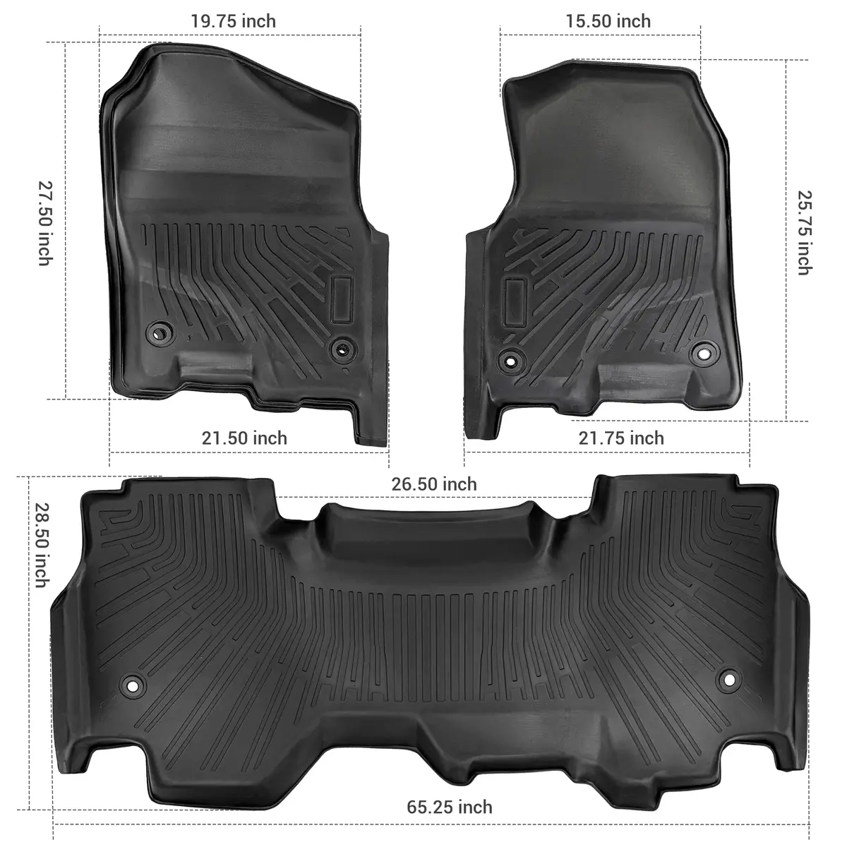Seguler All-Weather Tpe Floor Mats For 2019-2024 Dodge Ram 1500 Quad Cab 2