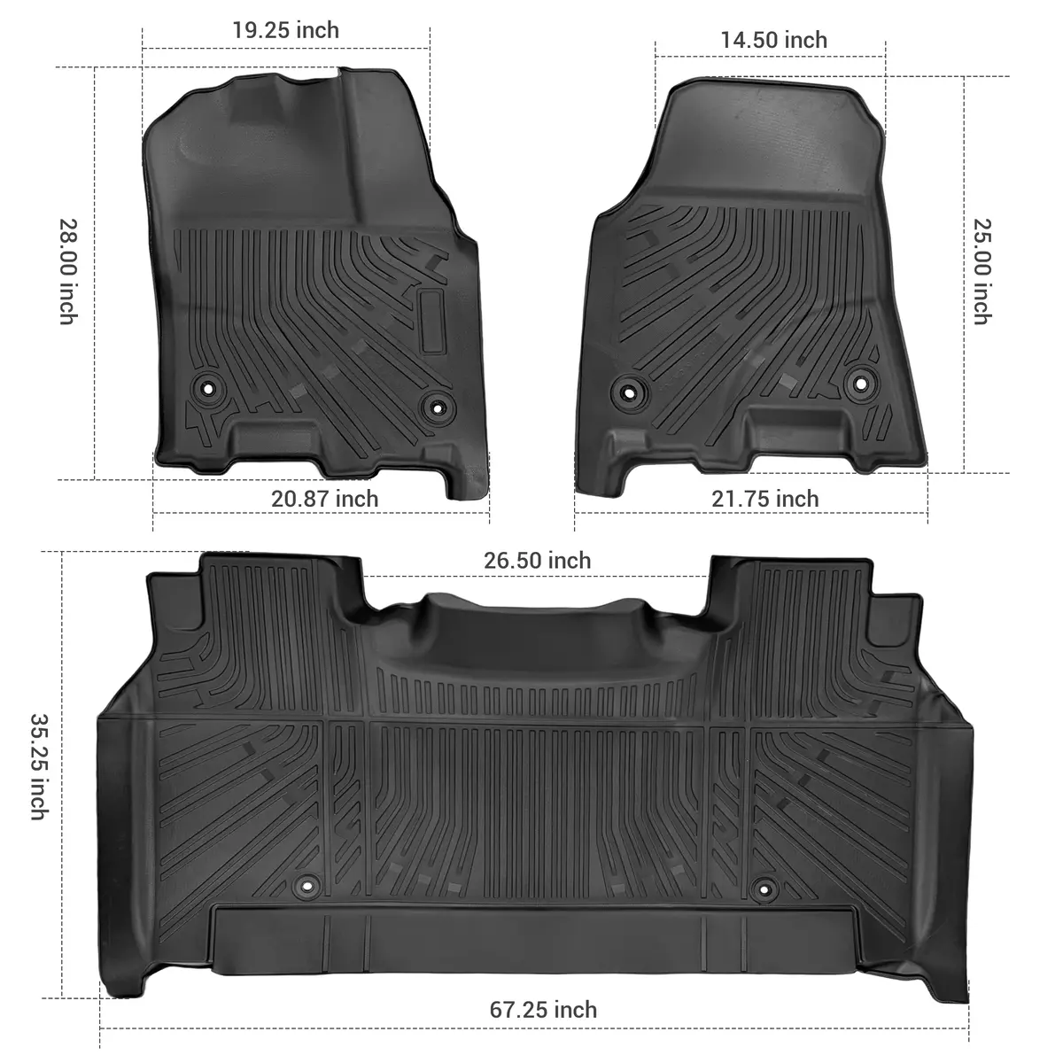 Seguler All-Weather Tpe Floor Mats For 2025-2026 Dodge Ram 1500 Crew Cab With Storage 2