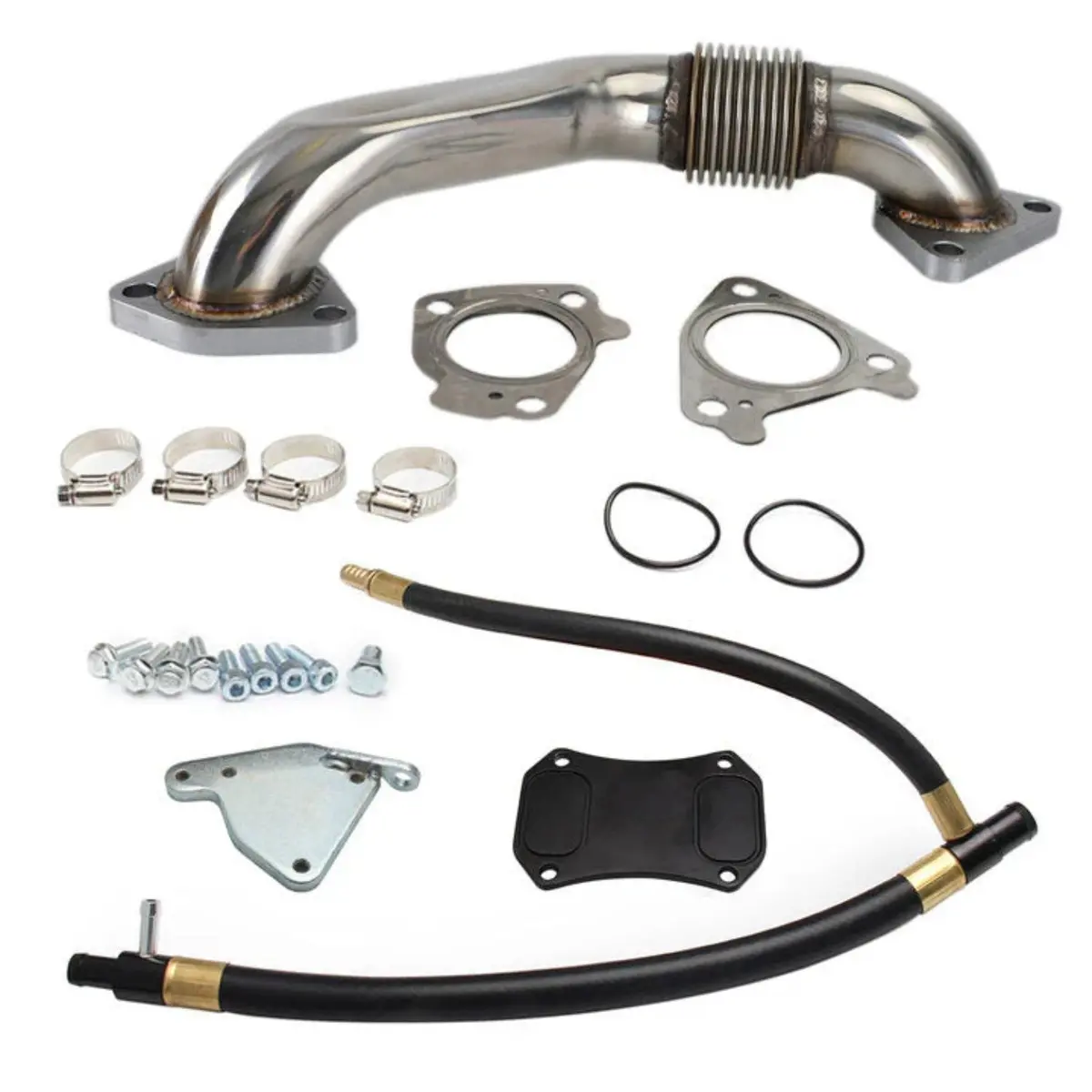 For 2011-2015 6.6L Duramax Diesel Egr Delete & Cooler Race Kit W/ Up Pipe Fit Gmc Chevy 1
