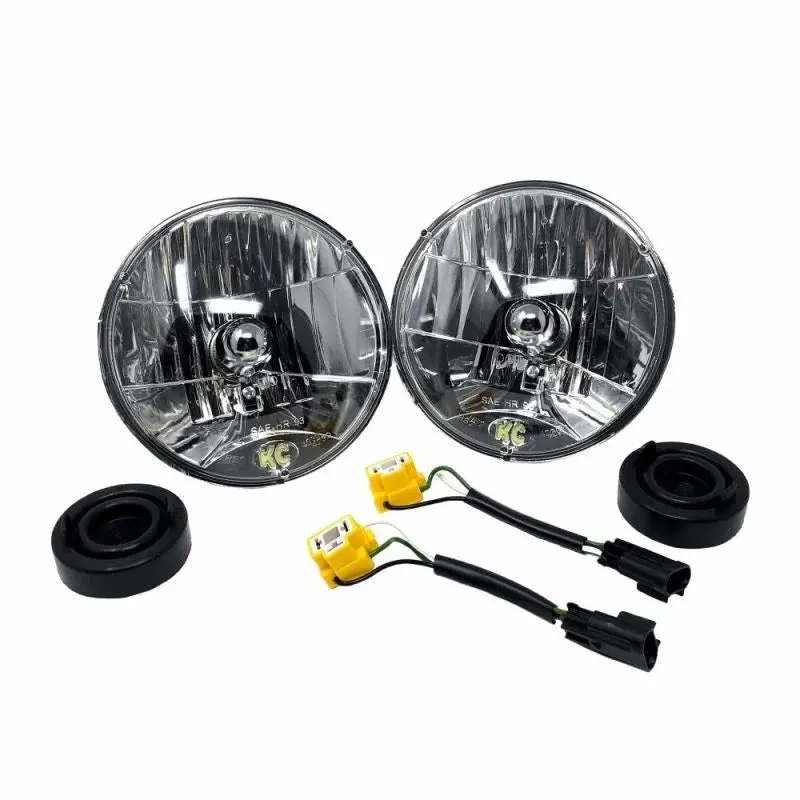 7" H4 Dot Halogen Headlights - Driving Beam - Pair - 07-18 Jeep Jk 1