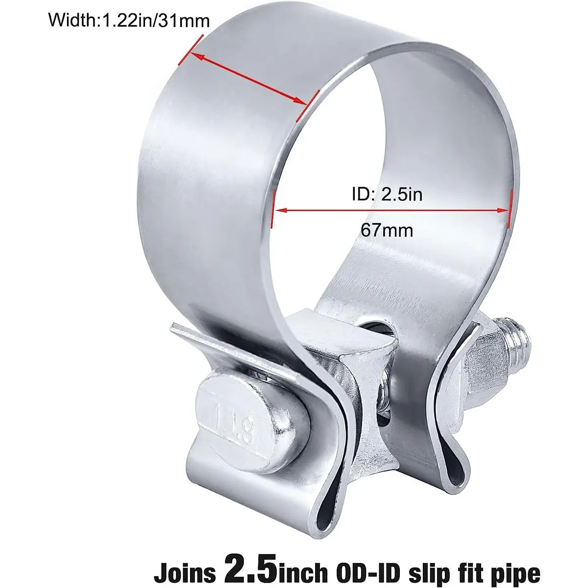 3" Inch Stainless Steel T409 Narrow Band Exhaust Clamps Seal Muffler 2Pcs 2