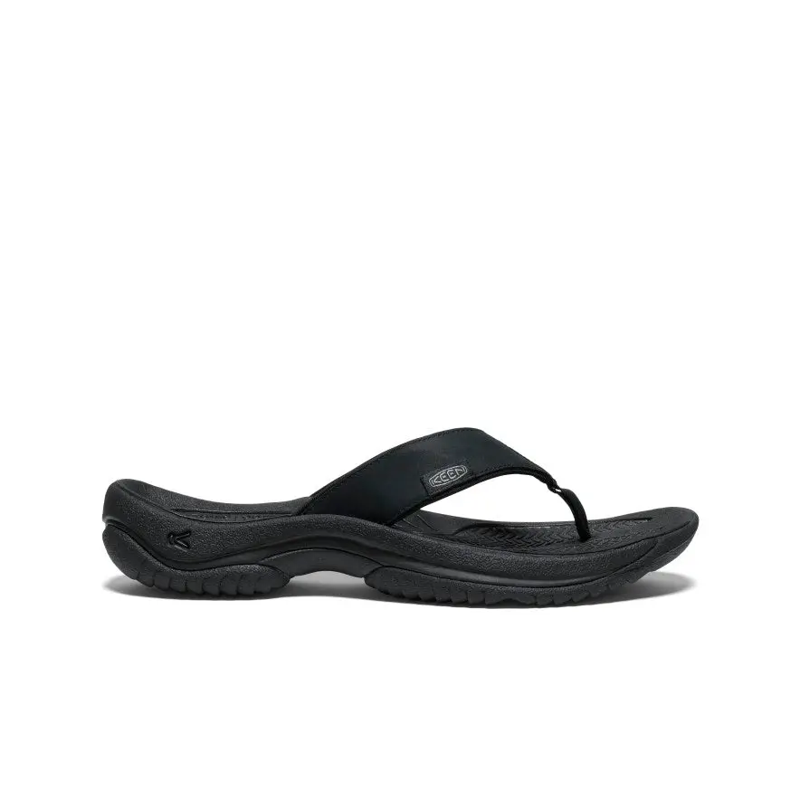 Men's Kona Leather Flip-Flop  |  Black/Steel Grey 1