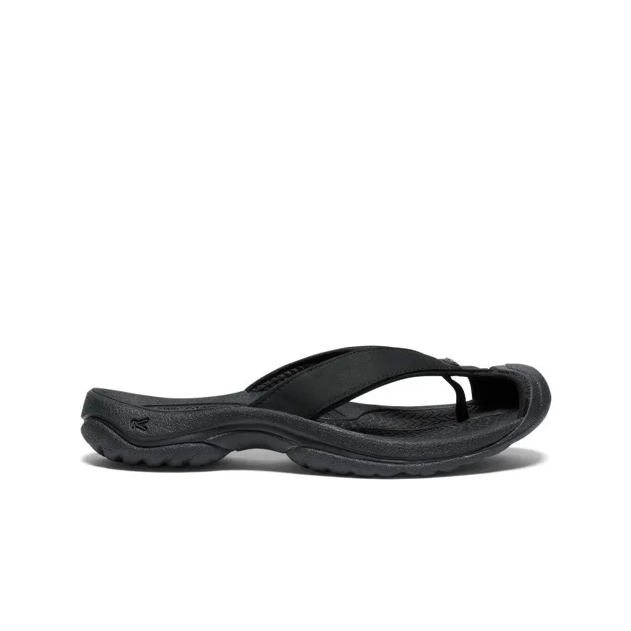 Women's Waimea Leather Flip-Flop  |  Black/Black 1