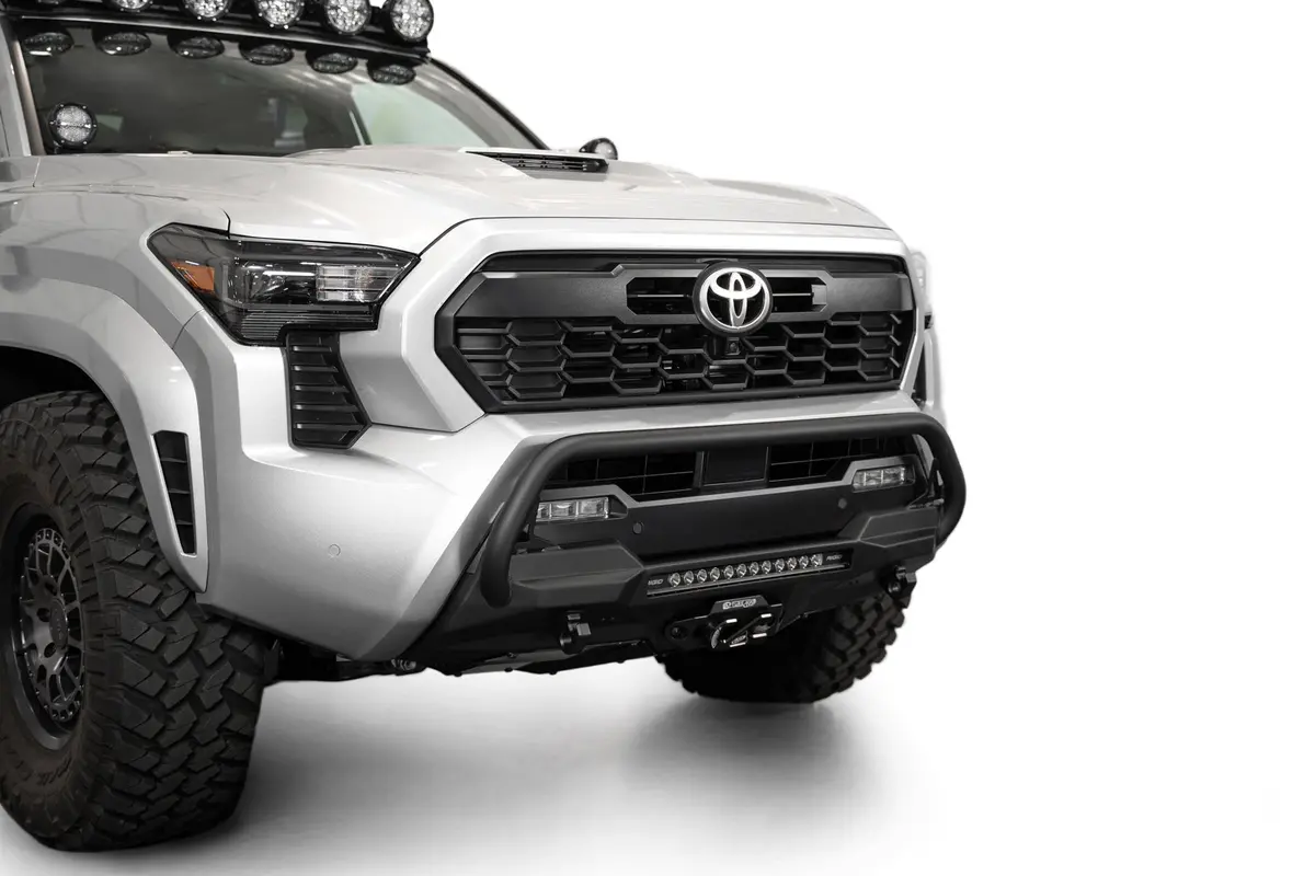 Addictive Desert Designs 2024+ Toyota Tacoma Stealth Center Mount Winch Front Bumper With Top Hoop 1