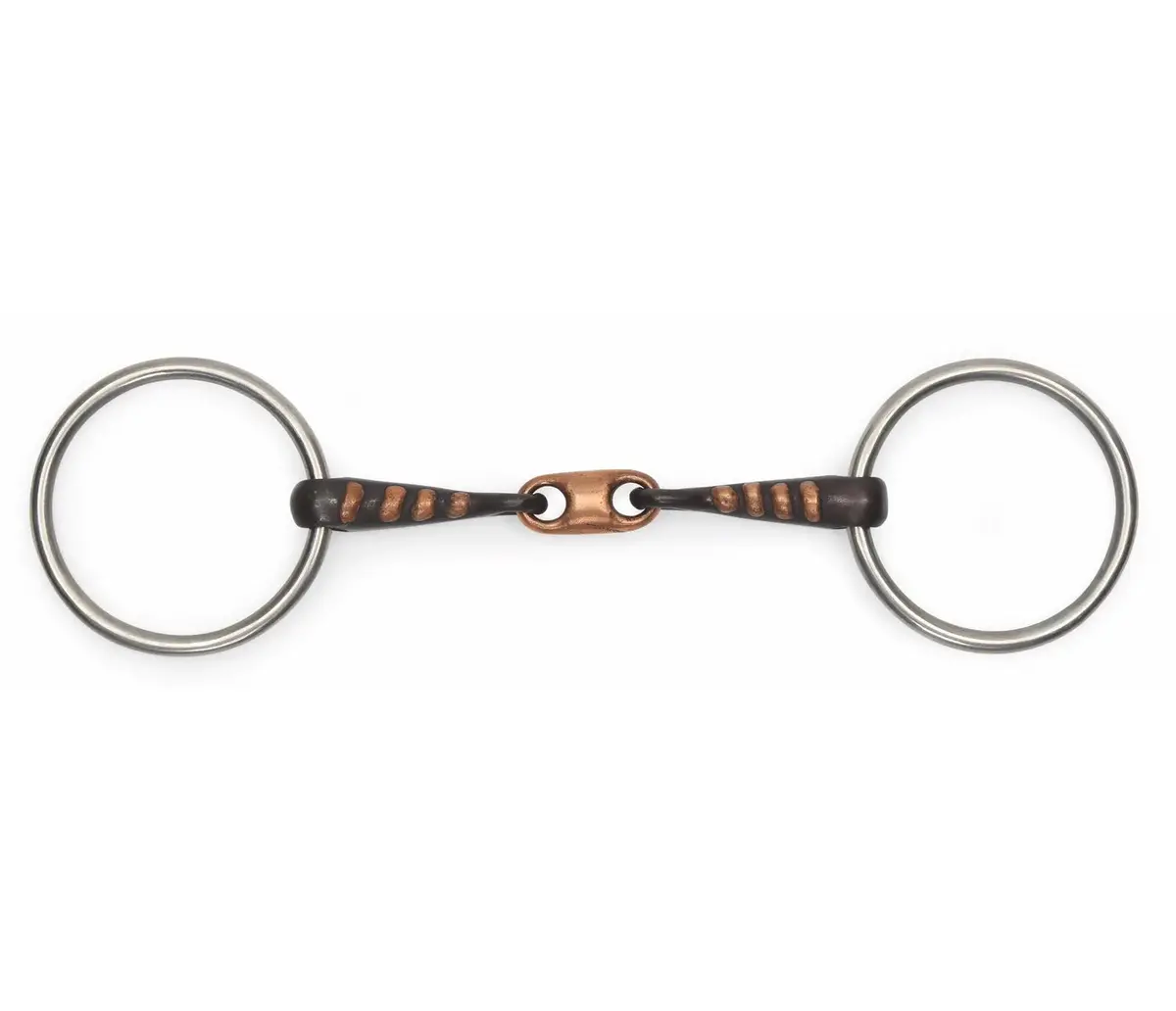 Shires Copper Lozenge Sweet Iron Snaffle With Raised Rib Bit 1