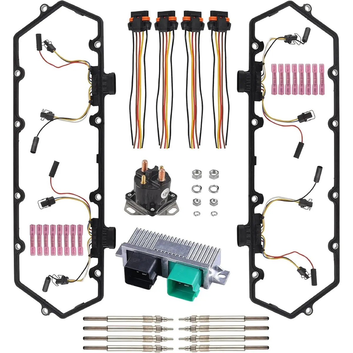 Injector Glow Plug Harnesses & Valve Cover Gaskets & Relay Solenoid & Controller For 7.3L Powerstroke Ford F250 F350 (1994-1997) 1