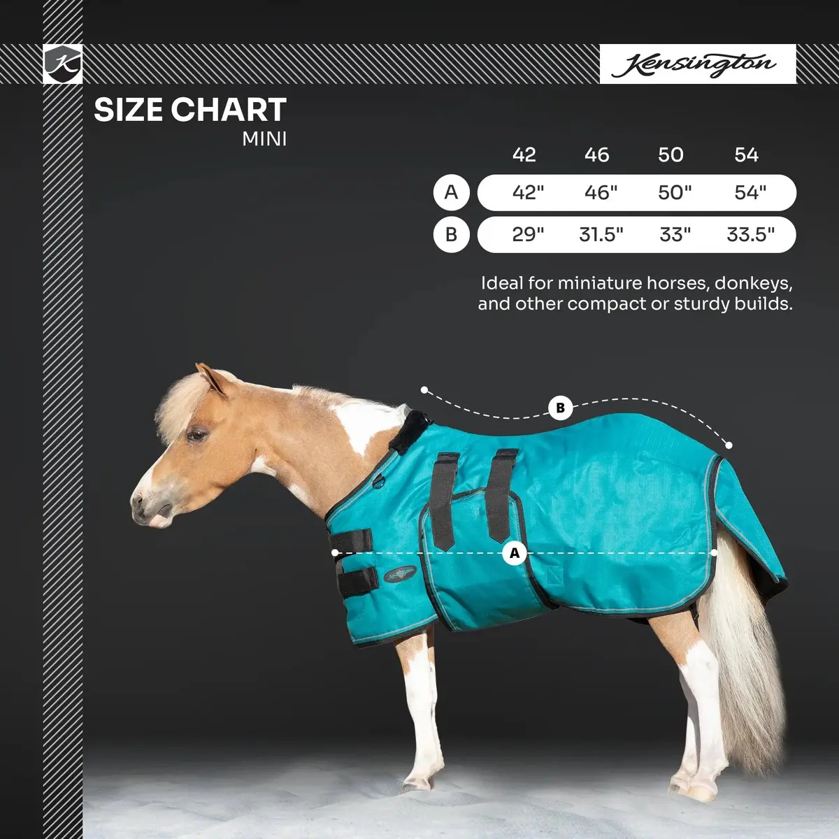 Mini 180G Medium Weight Horse Winter Turnout Blanket - Waterproof & Breathable 18