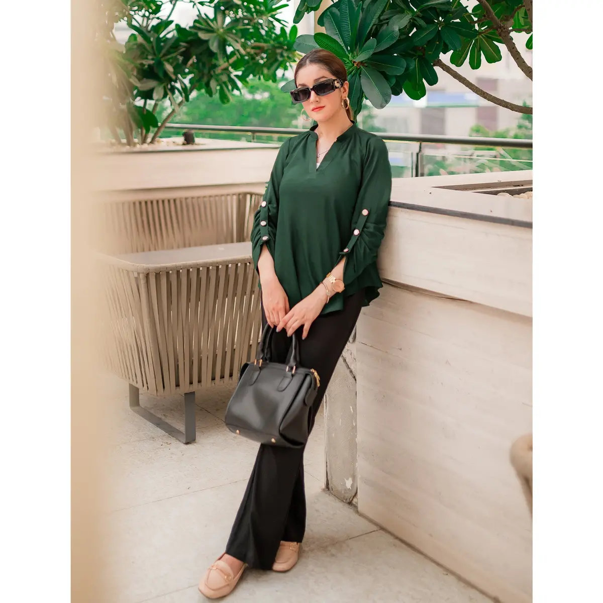 Turning Shirt Top (Emerald Green) 1