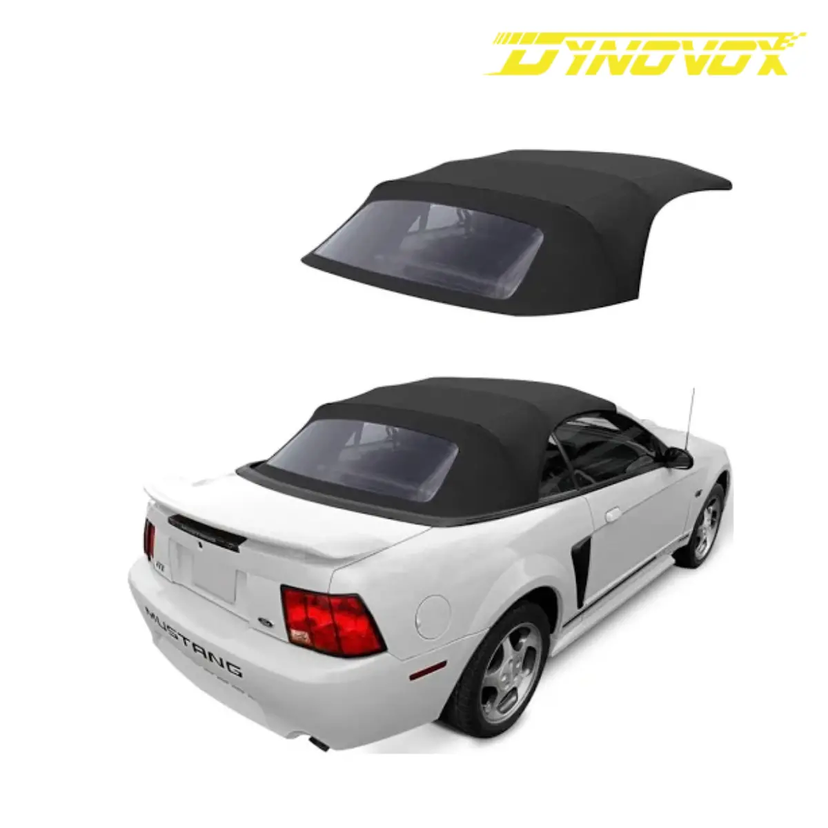 Dynovox Convertible Soft Top & Plastic Window Black Sailcloth For Ford Mustang 1994-2004 1