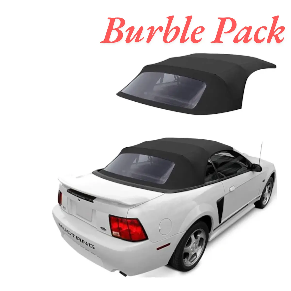 Burble Pack Convertible Soft Top & Plastic Window Black Sailcloth For Ford Mustang 1994-2004 1