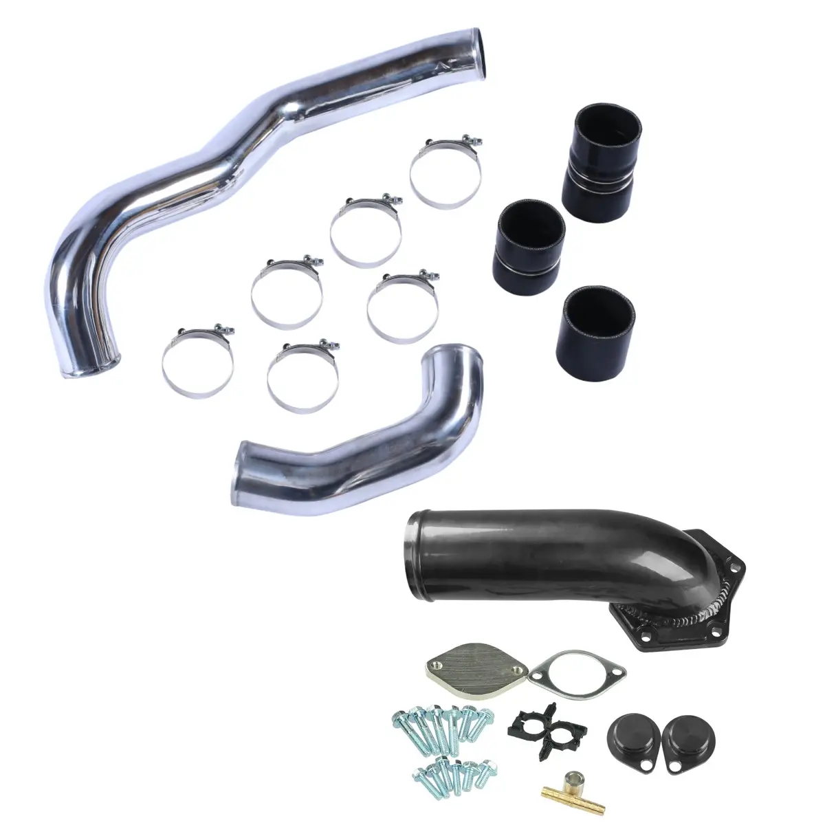 For 2008-2010 6.4L Powerstroke Ford F250 Egr Valve Cooler Delete Kit W/ Intercooler Pipe Boot Kit 1