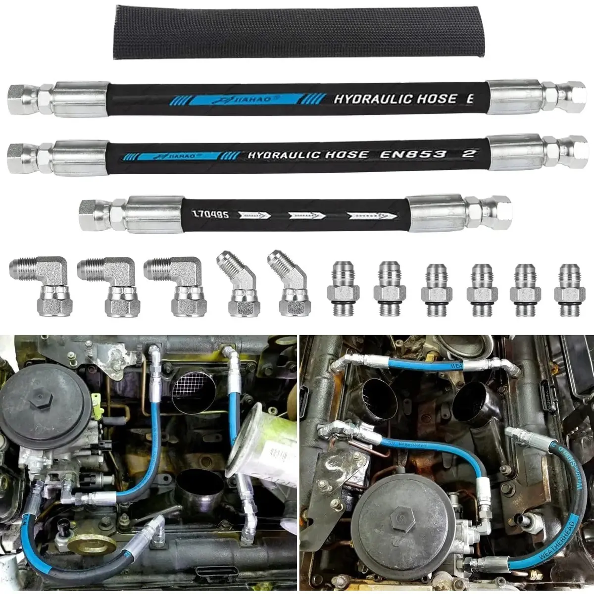 High Pressure Oil Pump Hpop Hoses Lines Kit & Crossover Line For 7.3L Powerstroke Ford (1999-2003) 1