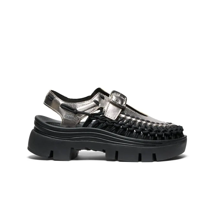 All Gender Uneek Plt Mary Jane Sneaker  |  Silver/Black 1