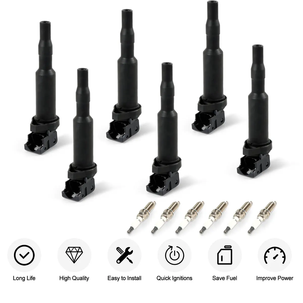 Daysyore 6Pcs Uf592 Ignition Coils & Ilzfr6d11 Iridium Spark Plugs For Bmw 128I 325I 330I 525I 2