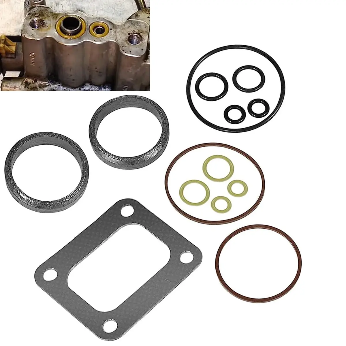 Turbo Mounting Gasket Set & Yellow O-Ring Seals For 7.3L Powerstroke Ford (1994-2003) 1