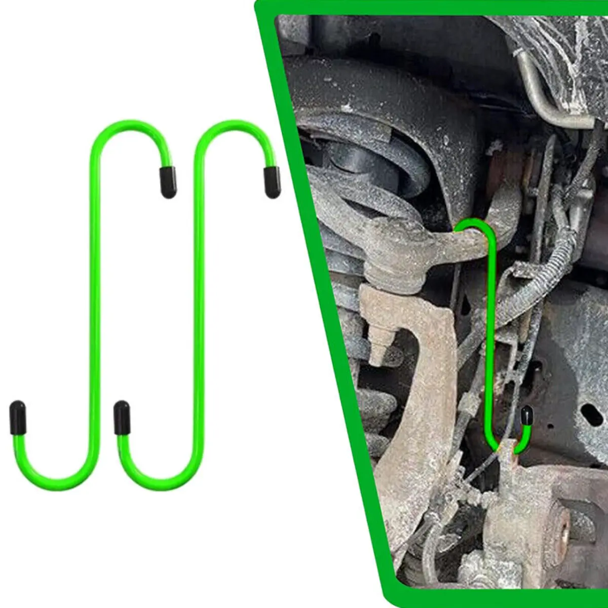 Green Brake Caliper Hanger Hooks Steel Powder Coated 2Pcs 1