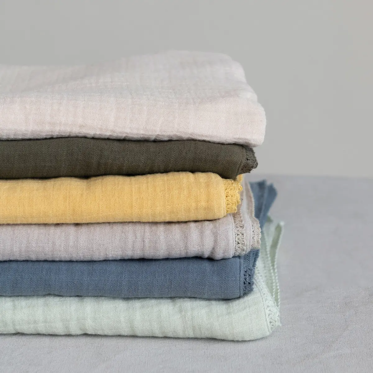Olive Cotton Double Cloth Baby Blanket 1