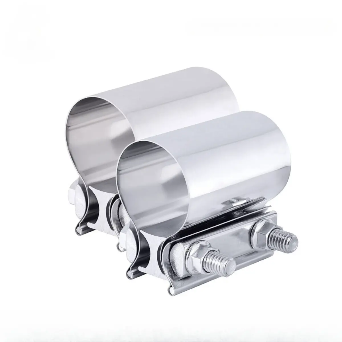 2" Butt Joint Exhaust Band Clamp Muffler Sleeve Coupler Stainless Steel 2 Pack 1