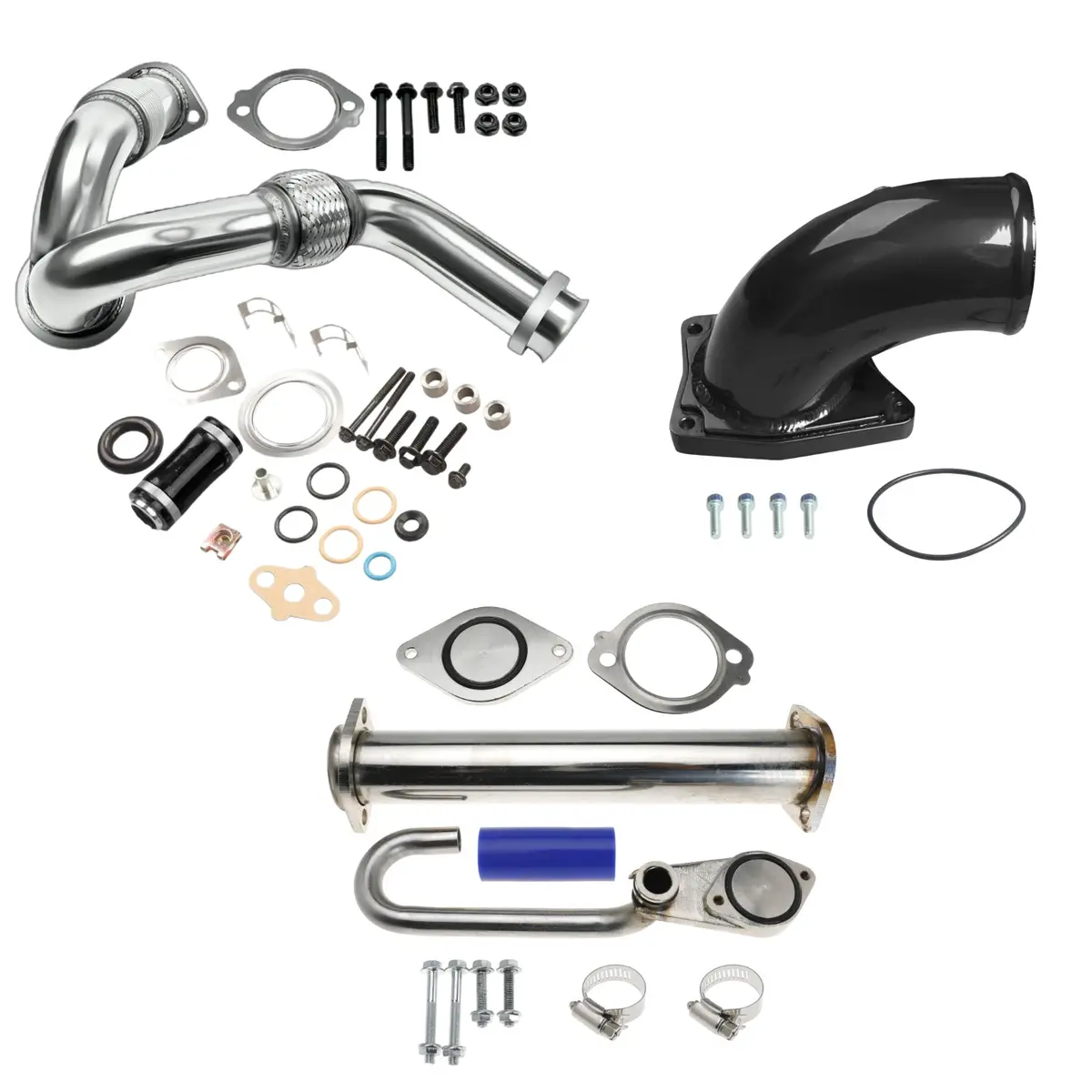 For 2003-2007 6.0L Powerstroke Ford F250 Egr Delete|Y-Pipe|Gasket & Turbo Install Kit Intake Pipe Intake Elbow 1