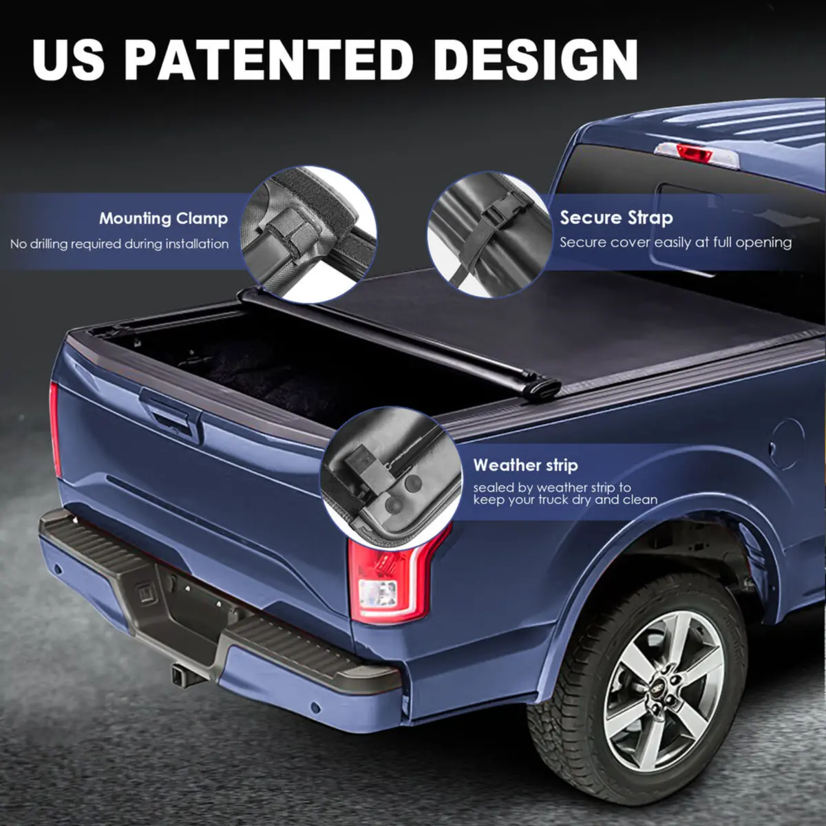 8Ft Long Bed Truck Tonneau Cover For 1999-2016 Ford F250 F350 Super Duty Roll Up 2