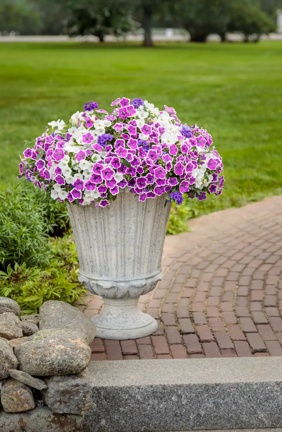 Pw 22" Boston Urn Planter, Greige Stone 1