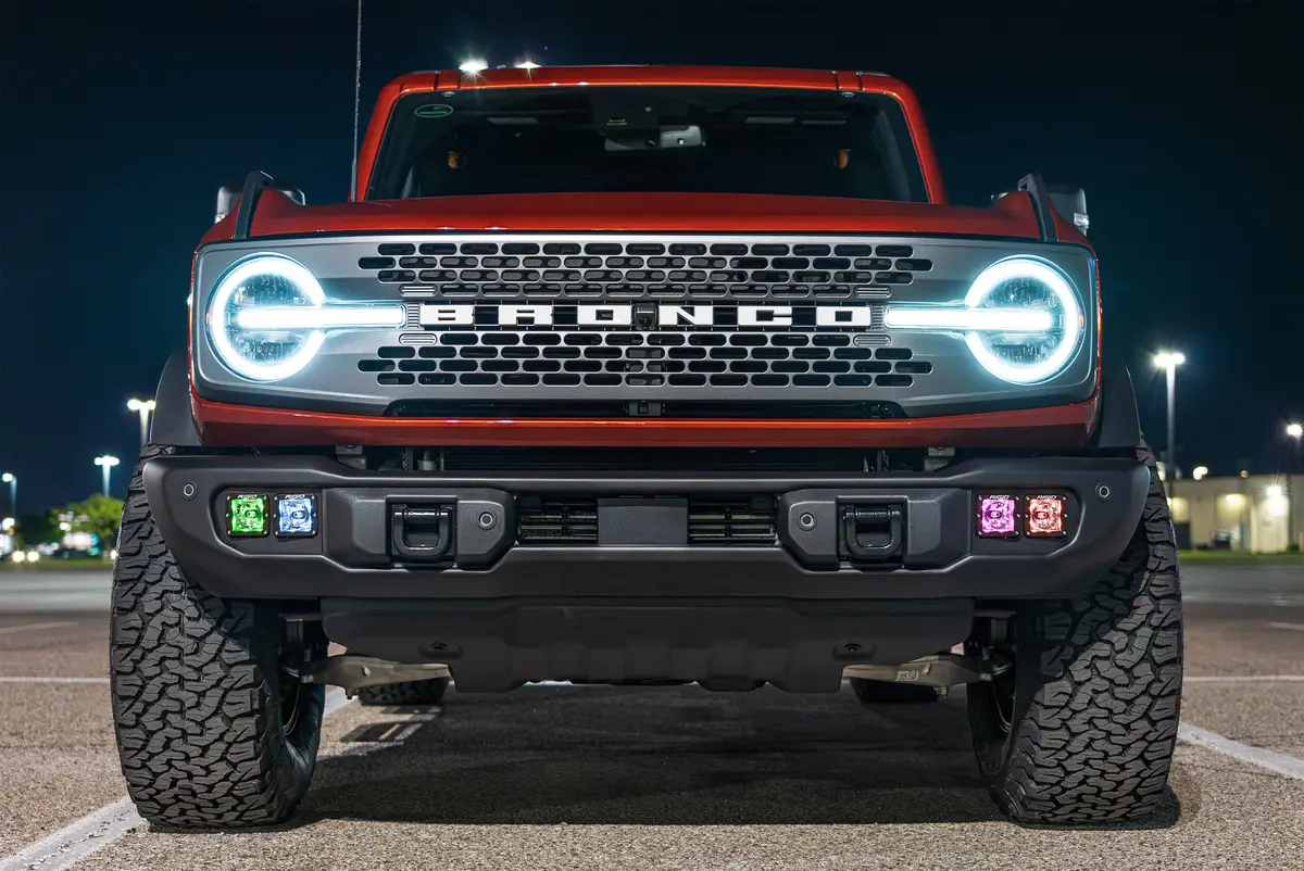 Spv Parts 2022 Up Ford Bronco - New Rigid Rgbw Radiance/Scene Capable Bumper Fog Light Kit W/ Rgbw Backlight - Including Brackets/Harness 3