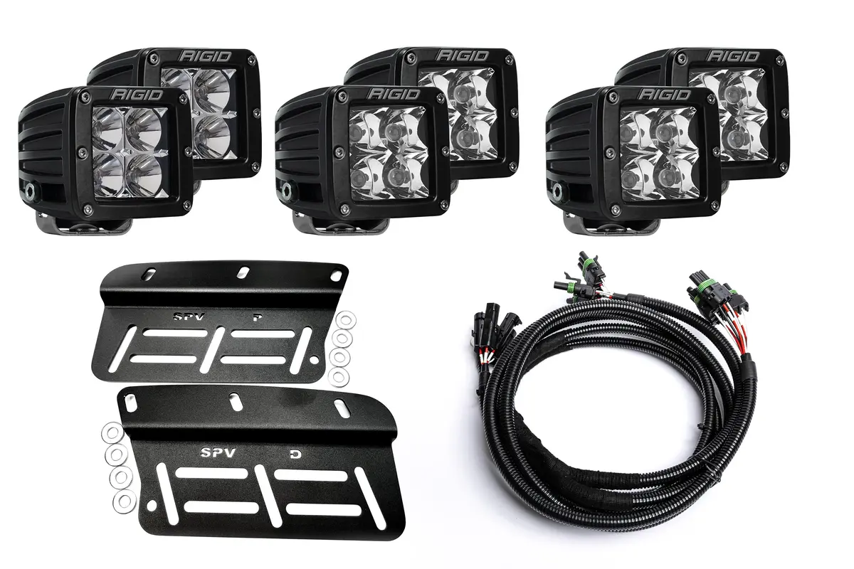Spv Parts 2021-2025 Ford Bronco Rigid Industries D-Series Pro Triple Fog Light Kit (Modular Bumper, Including Raptor) 1