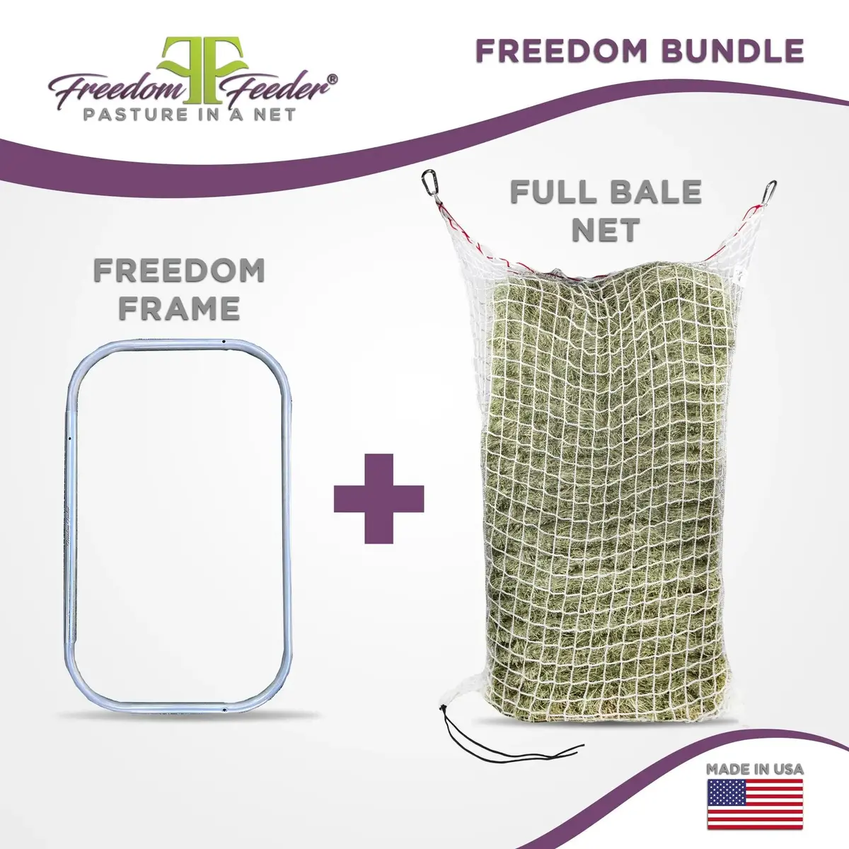 Bundle: Freedom Feeder Full Bale Net & Freedom Frame 1
